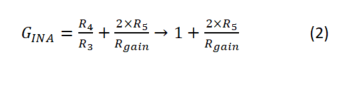 Equation 2: instrumentation amplifier gain equation