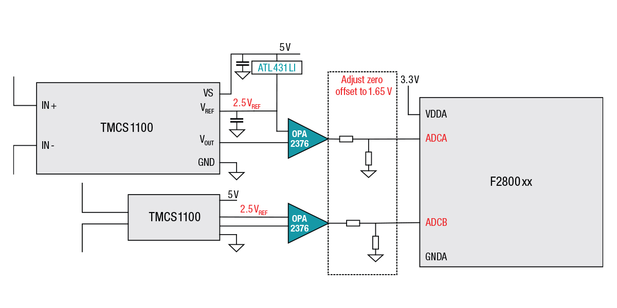 Figure 1: 5 V powering the Hall-effect current sensor 