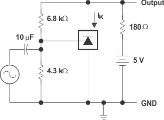 TLVH431B-EP test-circuit-for-voltage-gain-and-phase-margin-slvsff4.gif