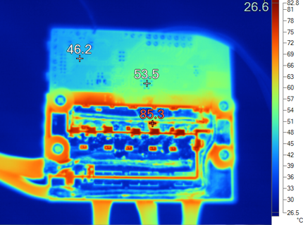 TIDA-00774 tida-00774-thermal-image-at-18VDC-input-42Arms-winding-current-100-duty-cycle.png