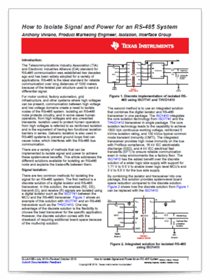 How to isolate signal and power for an RS-485 system PDF cover page