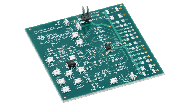 ALM2402Q1EVM Dual High-Current Amplifier Evaluation Module angled board image
