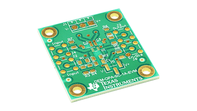 DEM-OPA-SC-1A-EVM Módulo de evaluación de amplificador operacional para encapsulado SC70 angled board image