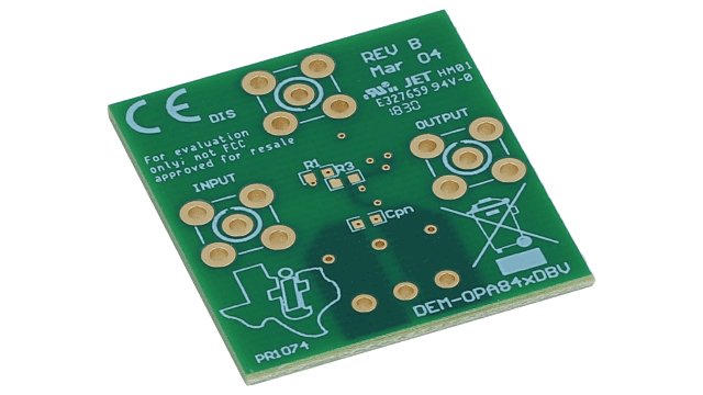 DEM-OPA-SOT-1B SOT23-5/6(비인버팅) 패키지를 위한 단일 연산 증폭기 평가 모듈 angled board image