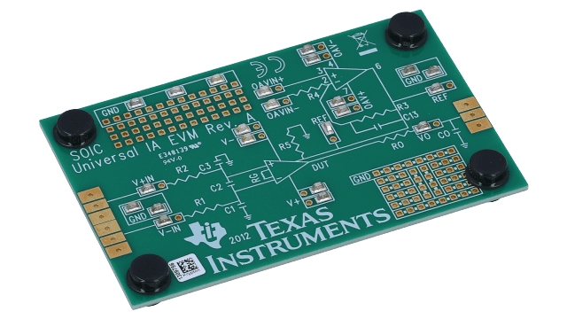 INAEVM-SO8 Universal Instrumentation Amplifier Evaluation Module angled board image