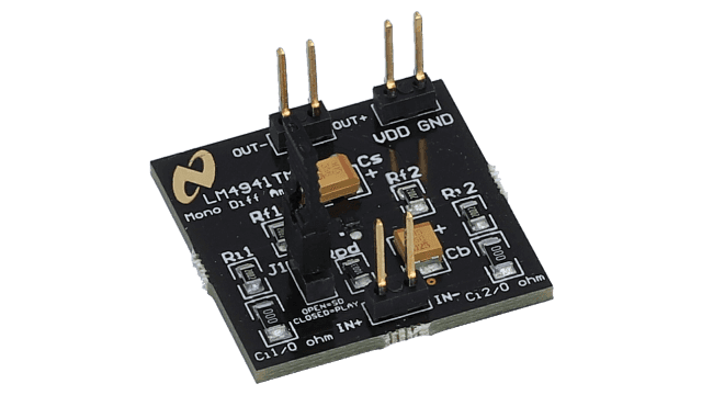 LM4941TMBD 1.25 Watt Fully Differential Audio Power Amplifier With RF Suppression and Shutdown angled board image