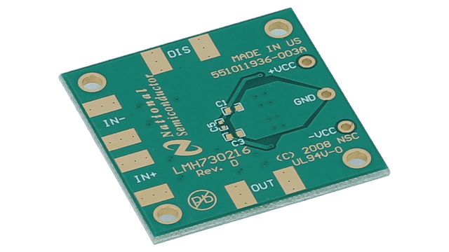 LMH730216/NOPB Evaluation Board for High-Speed Single Op Amp in the 5- 6-Pin SOT-23 Package angled board image