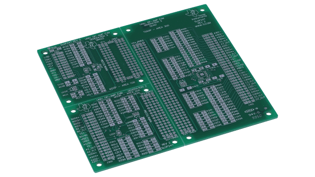 OPAMPEVM-MSOPTSSOP Universal EVM for Single/Dual/Quad OpAmps with/without Shutdown in MSOP/TSSOP Packages angled board image
