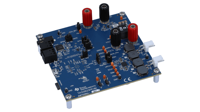 TAS5825PEVM TAS5825P high efficiency class-D audio amplifier with Hybrid-Pro algorithm evaluation module angled board image