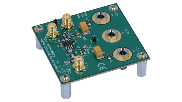THS3091EVM THS3091 evaluation module for single, high-voltage low-distortion current-feedback op amp angled board image