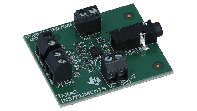 TPA6120A2RGYEVM TPA6120A2RGYEVM Stereo Headphone Amplifier in QFN Evaluation Module angled board image