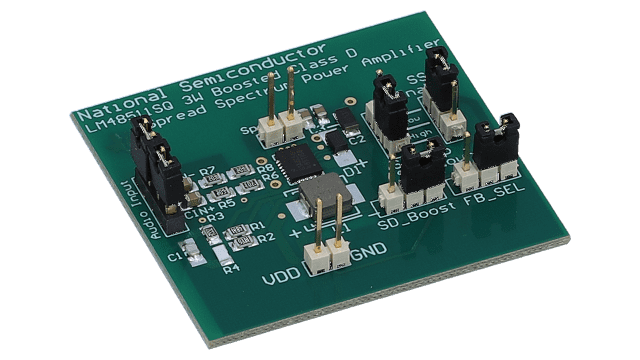 LM48511SQBD/NOPB The LM48511 Integrates a Boost Converter with a High Efficiency angled board image