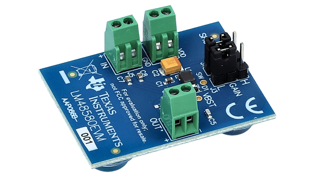 LM48580EVM LM48580 High Votlage Driver for Ceramic Speakers and Piezo Actuators angled board image
