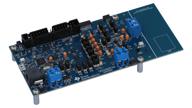 TAS2560EVM TAS2560 5.6W Class-D Audio Amplifier Evaluation Module angled board image