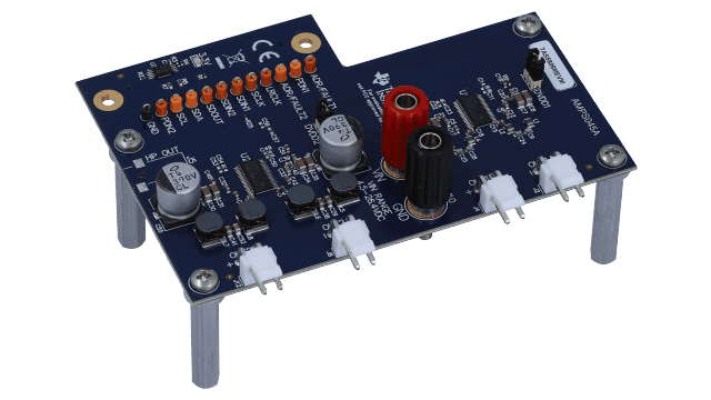 TAS5806MEVM TAS5806M evaluation module for inductor-less digital input, stereo, closed-loop Class-D audio amp angled board image