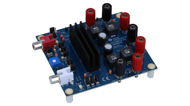 TPA3126D2EVM TPA3126D2 Inductor Free 50W Stereo (BTL) Class-D Audio Amplifier Evaluation Module angled board image