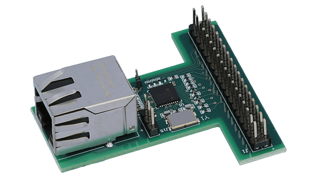 DP83848K-MAU-EK PHYTER™ ethernet physical layer transceiver with mini LS, single port & 10/100 Mbs angled board image