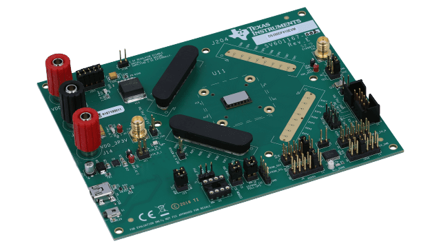 DS280DF810EVM 28 Gbps 多速率 8 通道重定時器評估模組 angled board image