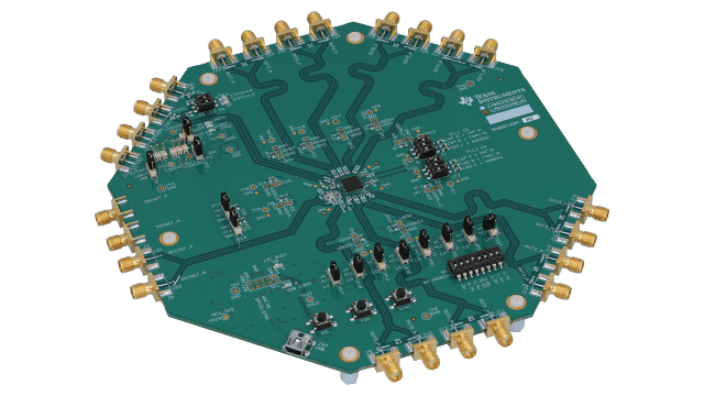 LMK03328EVM LMK03328EVM Ultra-Low-Jitter Clock Generator EVM With 2 PLLs, 8 Differential Outputs, and 2 Inputs angled board image