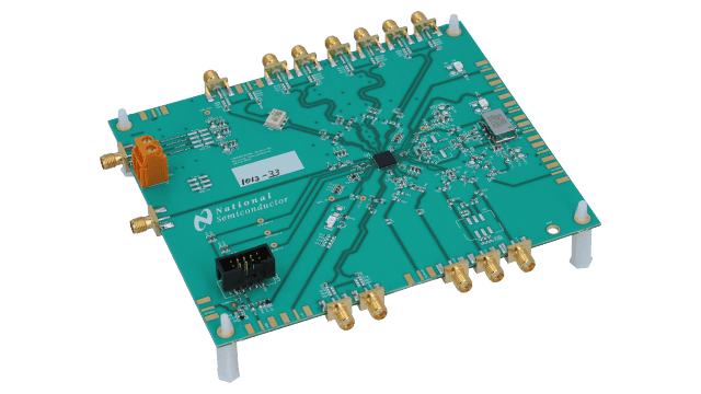 LMK04000BEVAL/NOPB Clock Jitter Cleaner With Cascaded PLLs and Integrated 1.2 GHz VCO (LVPECL LVCMOS Outputs) angled board image