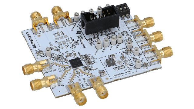 LMX2594EVM LMX2594 evaluation module for 15-GHz wideband RF synthesizer with phase synchronization and JESD204B angled board image