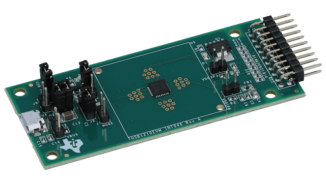 TUSB1210EVM TUSB1210 DP/DM Line External Component Compensation, Vbus Overvoltage Protection Circuit EVM angled board image