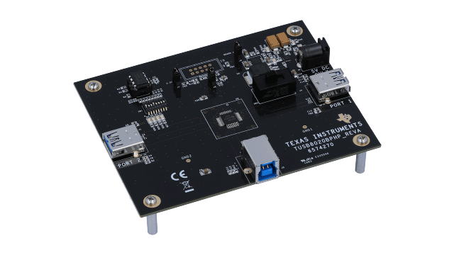 TUSB8020BEVM TUSB8020BEVM: オートモーティブ 2 ポート USB 3.0 ハブ評価モジュール angled board image