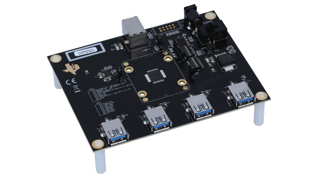 TUSB8044AEVM Hub USB 3.2 Gen1 × 1 de cuatro puertos con módulo de evaluación de cartelera USB angled board image