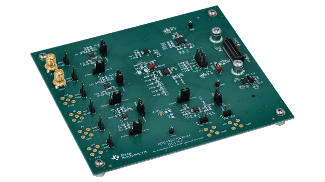 ADC128S102EVM ADC128S102 evaluation module for 12-bit, eight-channel, SAR analog-to-digital converter (ADC) angled board image