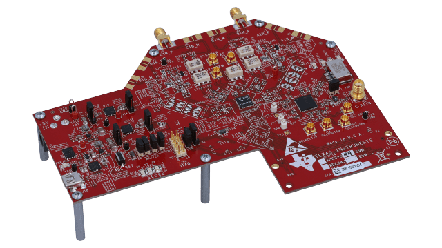 ADC32J44EVM ADC32J44 Dual-Channel, 14-Bit, 125-MSPS Analog-to-Digital Converter Evaluation Module angled board image