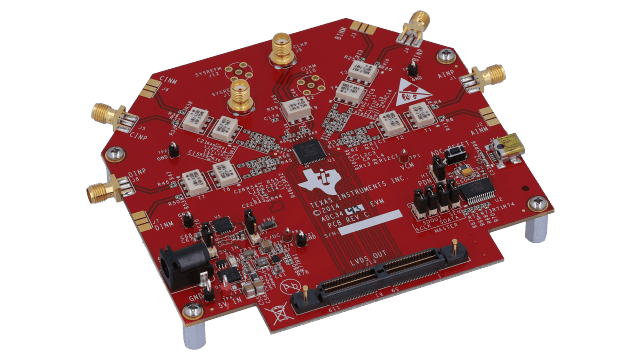 ADC3443EVM ADC3443 Quad-Channel, 14-Bit, 80-MSPS Analog-to-Digital Converter Evaluation Module angled board image
