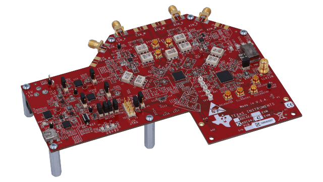 ADC34J43EVM ADC34J43 Quad-Channel, 14-Bit, 80-MSPS Analog-to-Digital Converter Evaluation Module angled board image