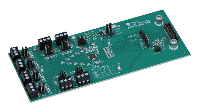 ADS131M08EVM ADS131M08 evaluation module for eight-channel, 24-bit, simultaneous-sampling, delta-sigma ADC angled board image