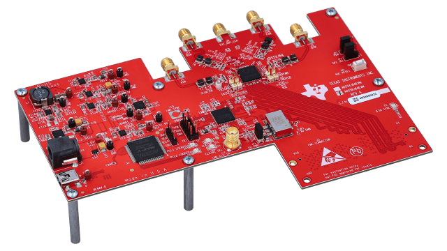 ADS58J64EVM ADS58J64 evaluation module for quad-channel, 14-bit, 1-GSPS telecom receiver and feedback IC angled board image