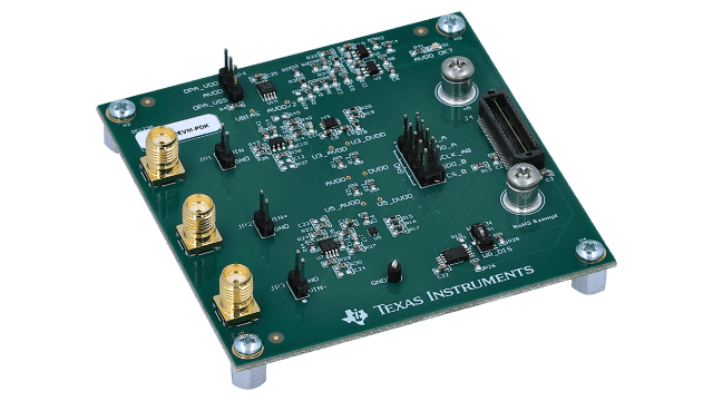 ADS7042EVM-PDK Kit de demostración de rendimiento (PDK) de ADC SAR para ADS7042 de tamaño ultrapequeño y potencia ultrabaja de 12 bits y 1 MSPS angled board image