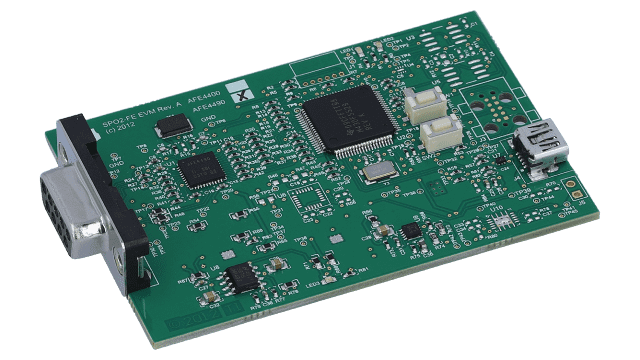 AFE4490SPO2EVM AFE4490 パルス・オキシメータ（血中酸素飽和度計）向け統合型アナログ・フロント・エンド（AFE）の評価モジュール angled board image