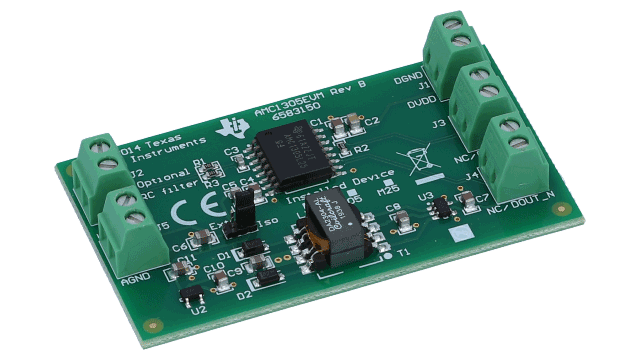 AMC1305L25EVM Módulo de evaluación de AMC1305L25 angled board image
