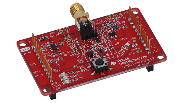 BOOST-ADS7042 ADS7042 Ultra-Low Power Data Acquisition BoosterPack angled board image