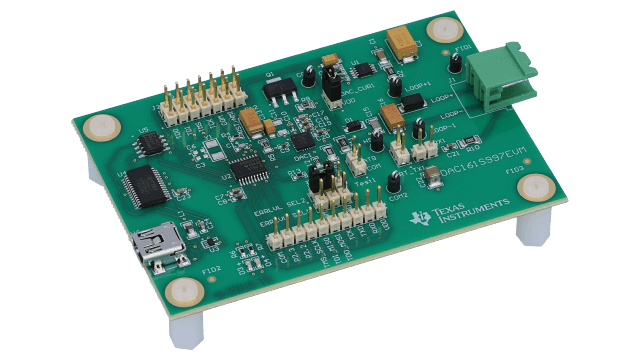 DAC161S997EVM DAC161S997 16-Bit DAC With Internal Reference and 4mA-to-20mA Current Loop Drive Evaluation Module angled board image