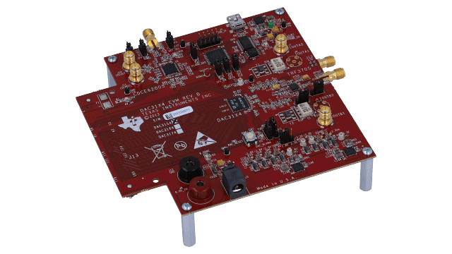 DAC3154EVM Módulo de evaluación del convertidor digital a analógico DAC3154 de dos canales, 10 bits y 500 MSPS angled board image