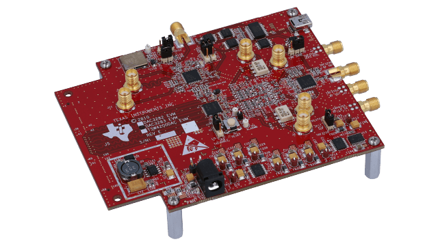 DAC3283EVM DAC3283 Zweikanaliges, 16 Bit, 800 MSPS, 1x–4x interpolierendes Digital-zu-Analog-Evaluierungsmodul angled board image