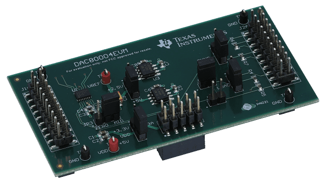 DAC80004EVM DAC80004 Low-Power, Voltage-Output, Quad-Channel Digital-to Analog Converter Evaluation Module angled board image