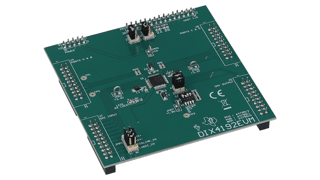DIX4192EVM-PDK DIX4192 Evaluation Module (EVM) and USB motherboard angled board image