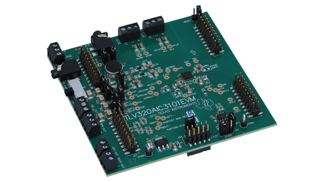 TLV320AIC3101EVM-K TLV320AIC3101 の評価モジュールと USB マザーボード angled board image