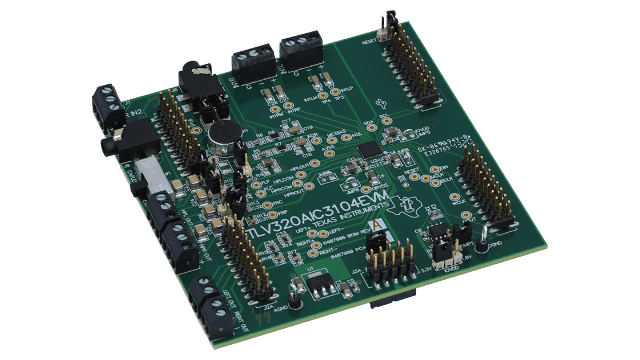 TLV320AIC3104EVM-K TLV320AIC3104 Evaluation Module (EVM) and USB Motherboard angled board image