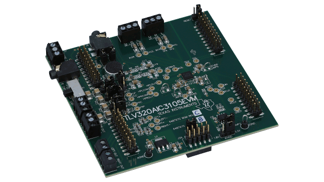 TLV320AIC3105EVM-K TLV320AIC3105 評估模組和 USB 主機板 angled board image