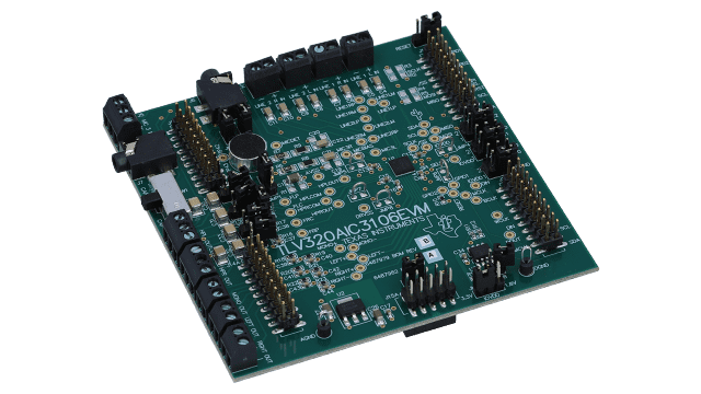 TLV320AIC3106EVM-K TLV320AIC3106 low-power stereo CODEC evaluation module and USB motherboard angled board image