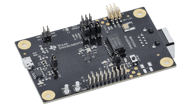 DP83825EVM Small form factor 10/100 ethernet PHY evaluation module angled board image