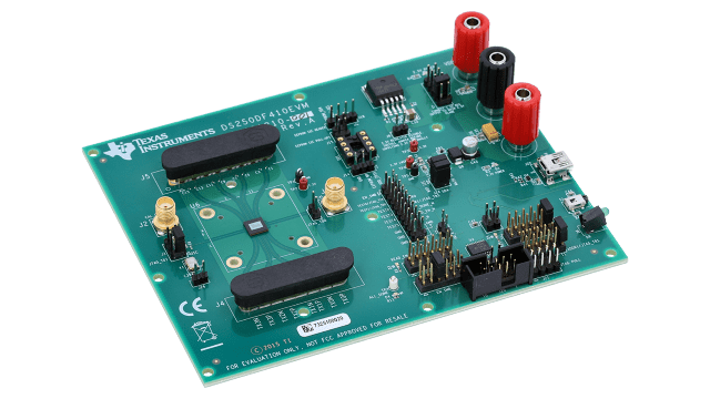 DS250DF410EVM DS250DF410 25 Gbps Multi-Rate 4-Channel Retimer Evaluation Module angled board image