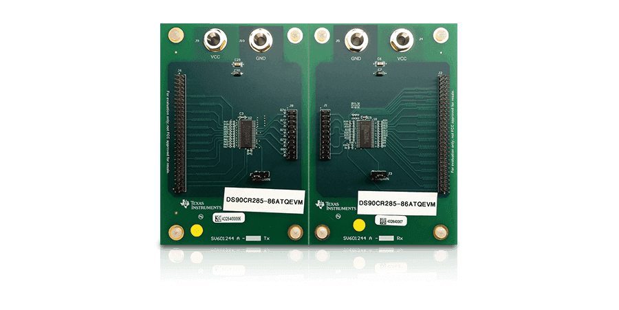DS90CR285-86ATQEVM DS90CR285 and DS90CR286AT-Q1  Channel Link I SerDes Evaluation Module top board image
